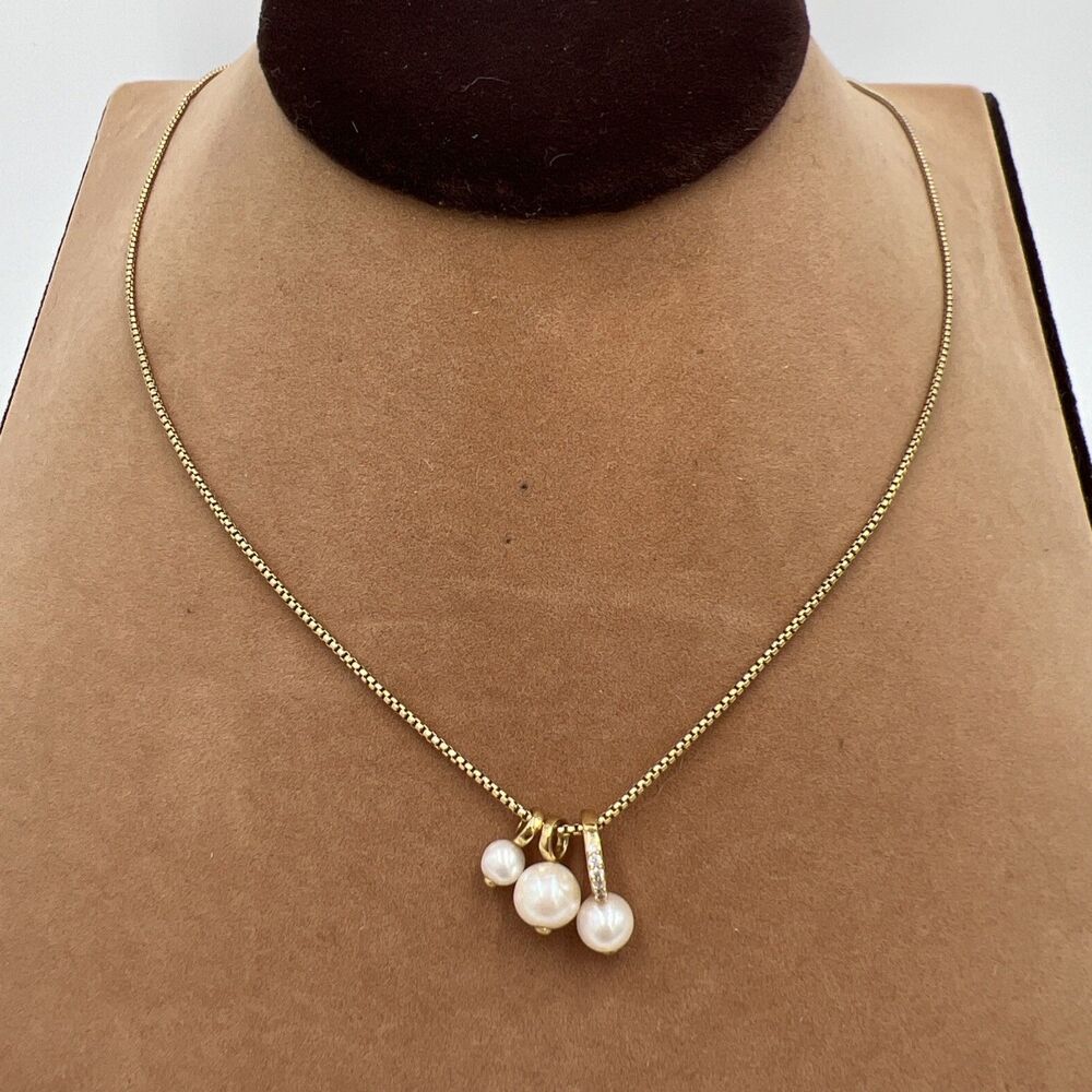 Nadri Camila Triple Pearl Drop Necklace Real Cultured Pearls P20-24" Adjustable